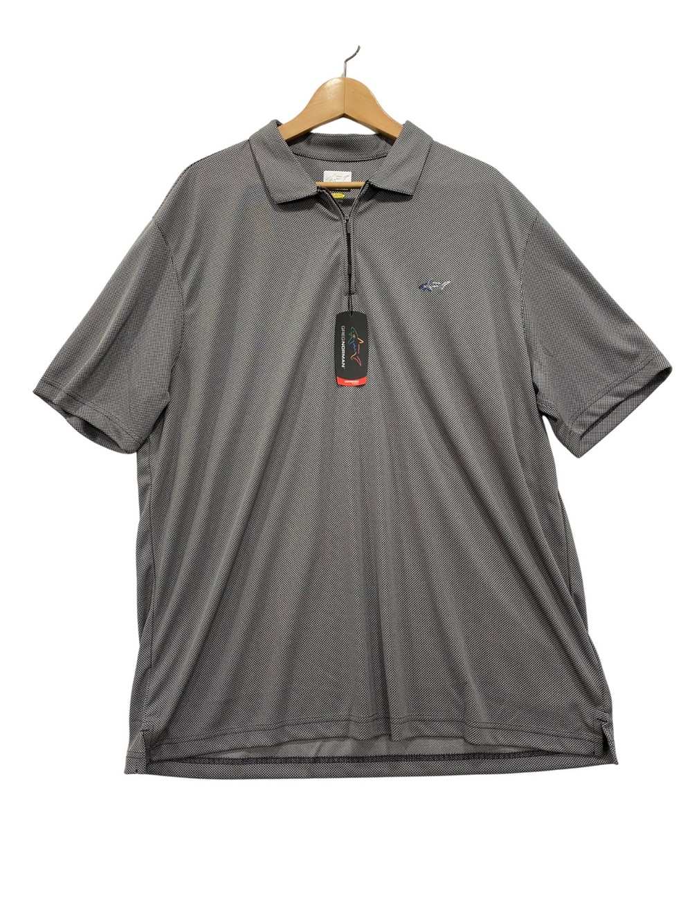 NWT Greg Norman Play Dry Classic Fit Performance Polo Shirt XXL Black White UPF